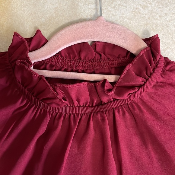 SHEIN Holiday Christmas Blouse with frilly sleeves and neck accent - Picture 5 of 8